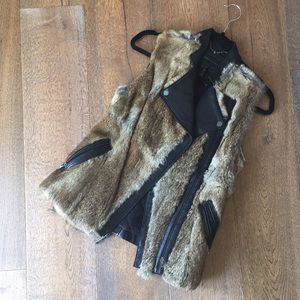 BCBGMAXAZRIA Fur and Leather Vest